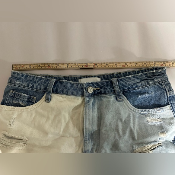 Vervet Color block Denim Cut Off Jean Shorts Women Large Fringe Western Summer - Picture 5 of 12